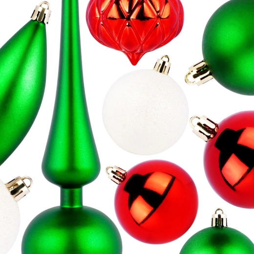 Mat, glans en glitters in traditionele kleuren