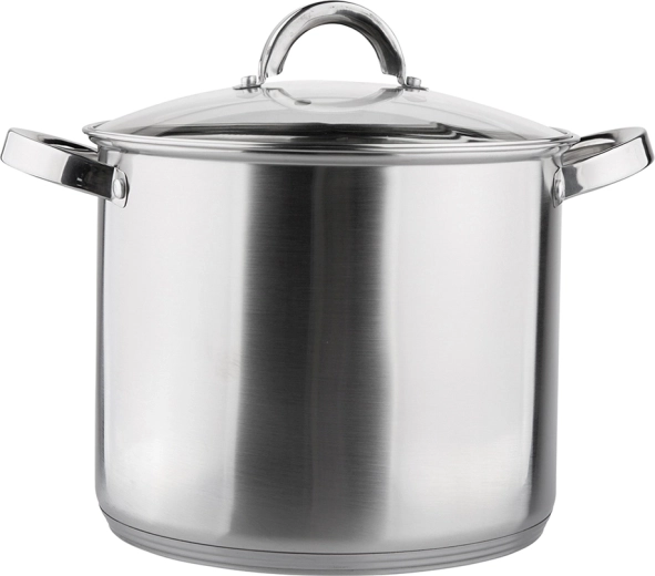 Hoher Edelstahltopf FABIO 22 cm, 7 l mit Glasdeckel