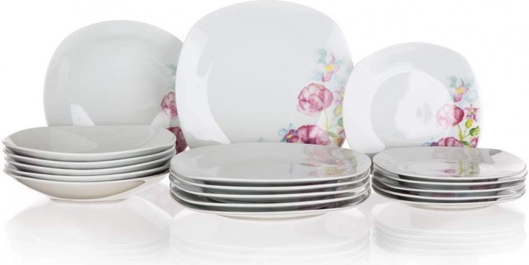 Serviesset voor 6 personen BANQUET Square Dolores – porselein met bloemendecor, 18 delen
