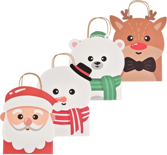 Sac cadeau de Noël en papier pour enfants 18 × 10 × 23 cm (4 motifs)