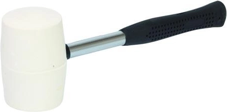Rubber mallet 750 g with white head, 65 mm diameter, plastic handle