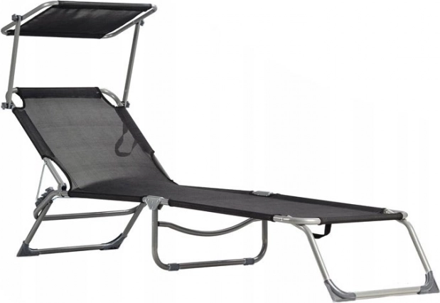 Garden lounger with adjustable canopy black multigarden