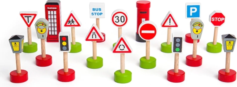 BIGJIGS RAIL Wooden Traffic Signs Set