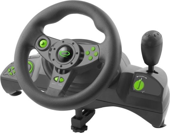 Gaming-Lenkrad Esperanza Nitro Pro für PC und PS3 USB, schwarz‑grün