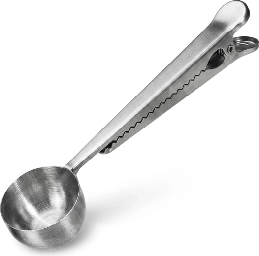 Roestvrijstalen maatlepel voor koffie en thee met clip, 18 cm