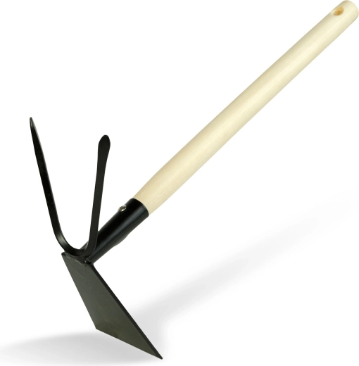 Zweifunktionale Gartenhacke mit Holzgriff, 50 cm