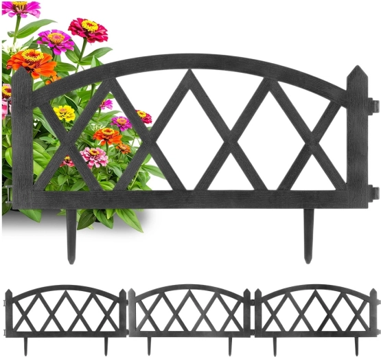Bordure de jardin grise 57 × 25 cm, lot de 4 pièces