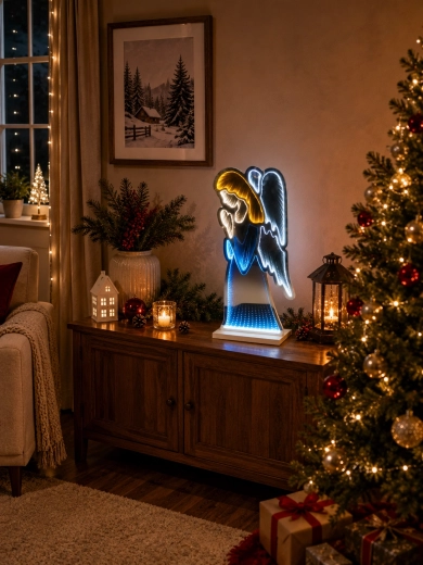 Christmas 3D LED decoration Angel with infinity mirror effect - 1 piece