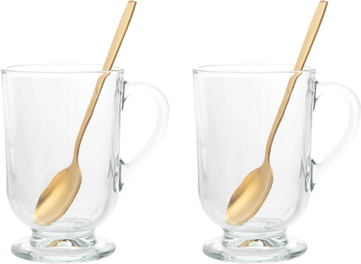 Set Glasbecher mit Stiel Werona 310 ml mit Löffeln, 2 Stk.
