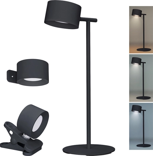 Solight LED oplaadbare lamp 3-in-1 met dimfunctie en verandering van lichtkleur, zwart
