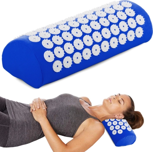 Blaues Akupressur-Massagekissen für Nacken und Rücken