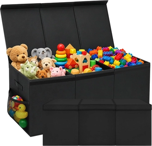 Kruzzel XXL toy storage chest 132 L black with lid 94 cm - 1 piece