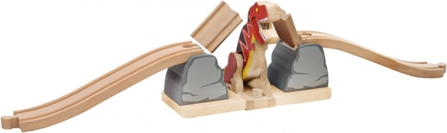 Wooden Bridge with T. rex for BIGJIGS RAIL Train Set