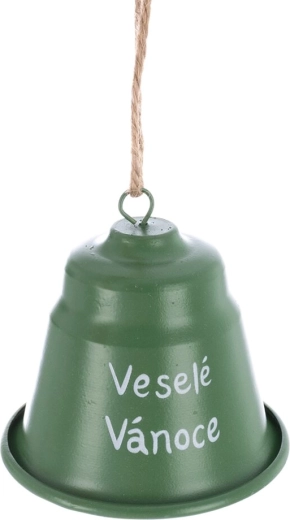 Clochette de Noël en métal « Joyeux Noël » verte, 7 cm