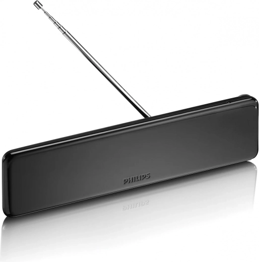 Binnen-tv-antenne met versterkingsregeling, coaxkabel 1,8 m, 75 Ohm, 3G/4G-filter, DVB-T/T2
