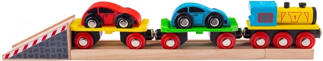 Train de marchandises en bois avec voitures et rails BIGJIGS RAIL
