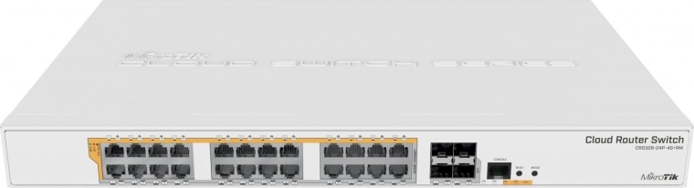 Schakelaar 24× Gigabit PoE met 4× SFP+ MIKROTIK CRS328-24P-4S+RM