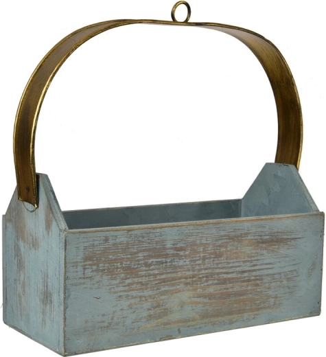 Metalen opbergkrat bruin-blauw klein