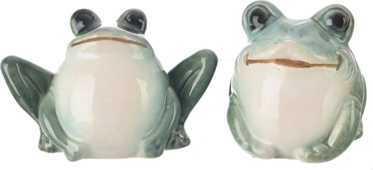Porcelain frog decoration, green-white, 12 cm