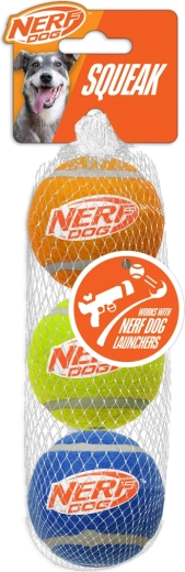 Nerf Dog Squeaky Tennis Balls for Dogs, 3 pcs