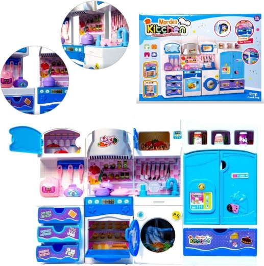 Keukenmeubilair voor poppen – grote set, blauw - 1 stuk