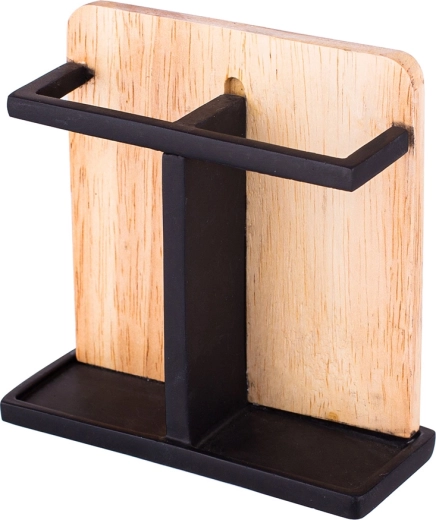 Toothbrush holder with wooden elements, black