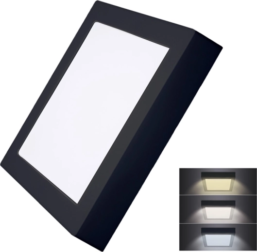 Mini panneau LED Solight en saillie CCT 18 W carré noir
