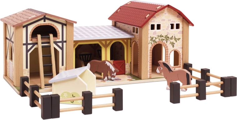 Ferme en bois avec figurines de chevaux Le Toy Van