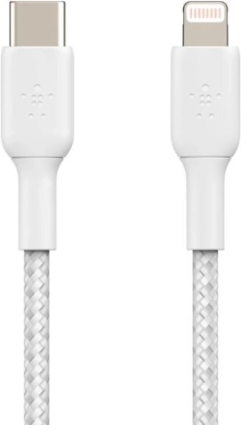 Câble tressé USB-C vers Lightning 1m blanc