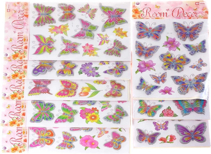 2D/3D Butterfly Wall Stickers with Glitter (12 pcs)