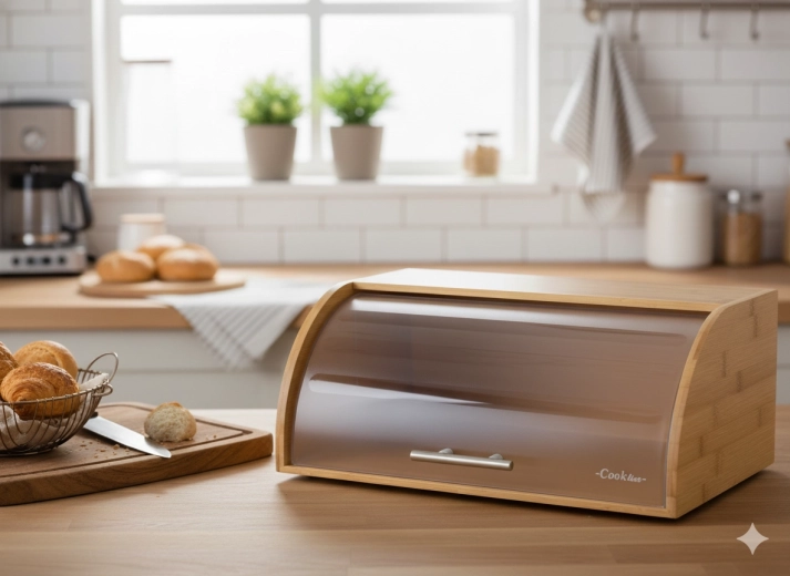 Nigella Bamboo Bread Bin with Plastic Lid 41 × 28 × 17 cm
