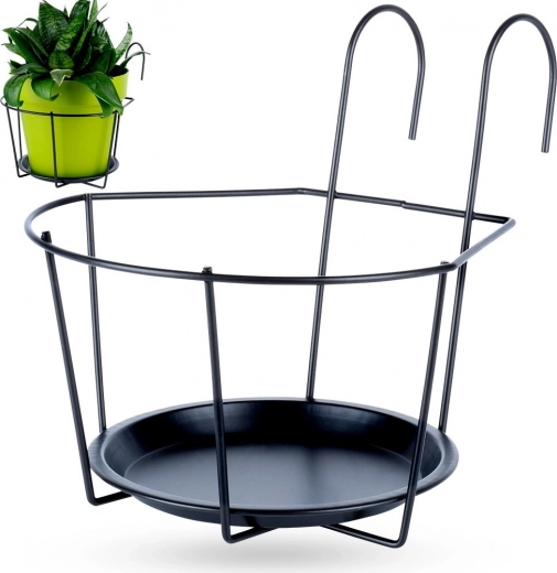 Metal balcony flower pot holder, black
