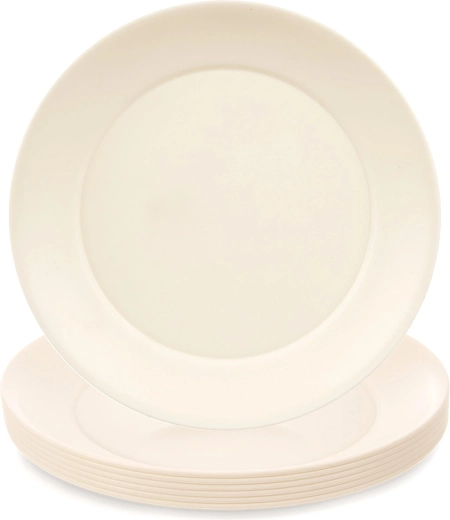 Plastic ondiepe borden SANDY 23,5 cm, 6 stuks, crème