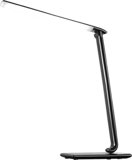 Solight dimbare LED-bureaulamp 12 W met keuze uit lichtkleur en USB, hoogglans zwart