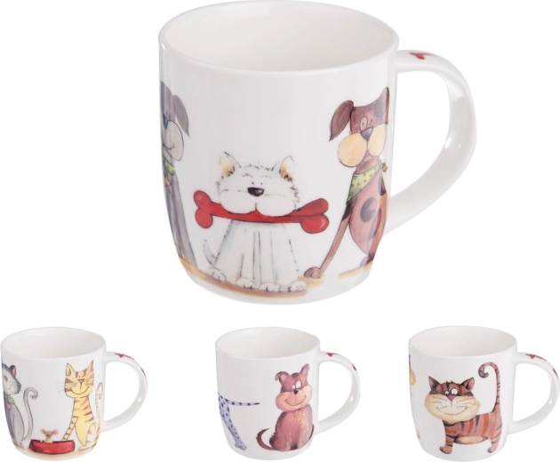 Porcelain mug with dog and cat design 0.4 l (mix)