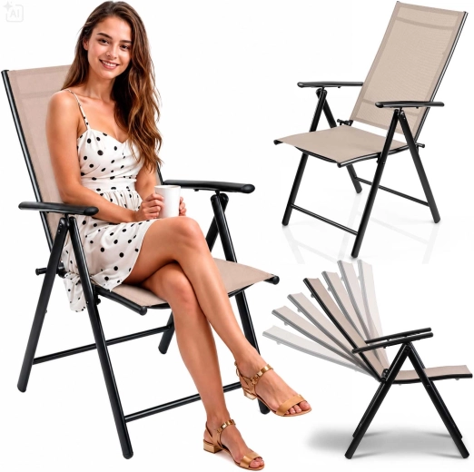 Chaises de jardin pliantes Sofotel beiges, lot de 2 pcs