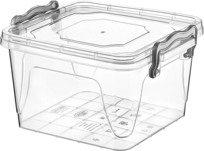 Square Plastic Food Storage Box with Lid 1.2 l