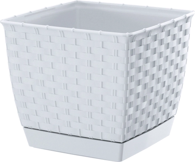 Cache-pot carré Ratolla Square 14,5 × 14,5 × 12,6 cm blanc