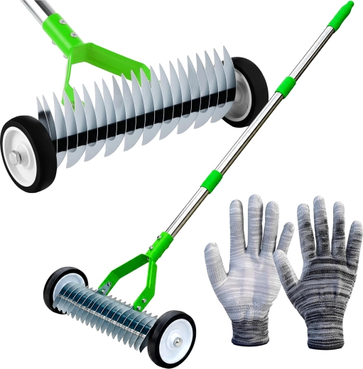 Rotating roller for aeration and supporting lawn growth