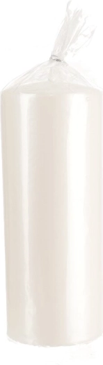 Glanzende witte cilindervormige kaars 7 × 18 cm
