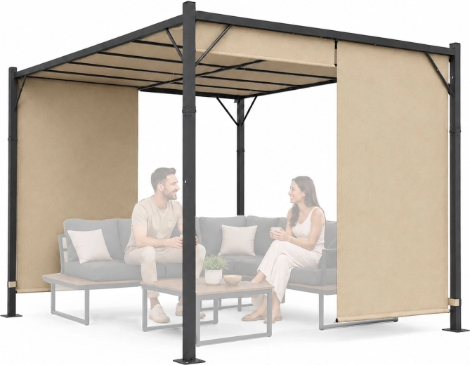 MultiGarden tuinpergola 3 × 4 m met uitschuifbaar dak, beige