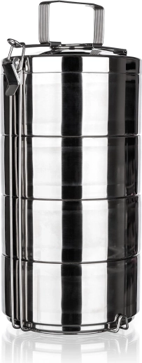 Double-walled stainless steel tiffin 16 cm, 4-tier AKCENT