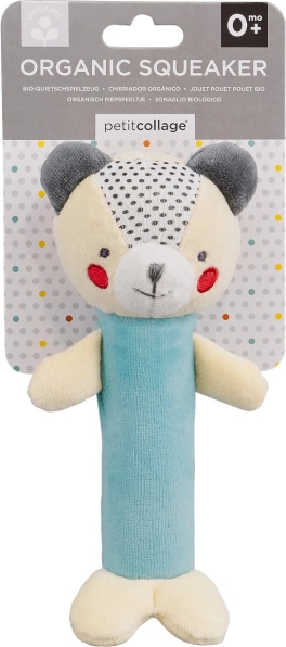 Petit Collage squeaky rattle bear made of organic cotton