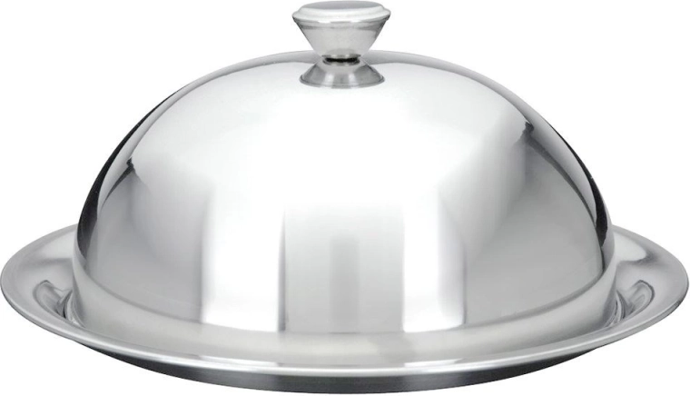 Plat de service en acier avec cloche 24 × 10 cm