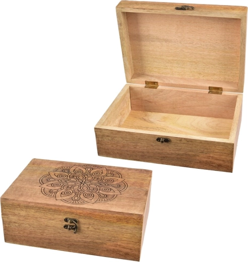 Aufbewahrungsbox aus Mangoholz Mandala