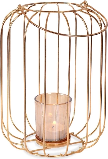 Lanterne en métal doré pour bougie 21,5 cm