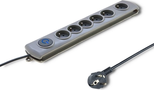 Multiprise parasurtenseur Quick Switch, 6 prises, 3 m, grise