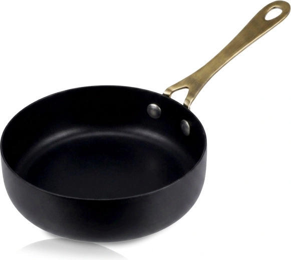 Black stainless steel serving pan with long handle, 280 ml