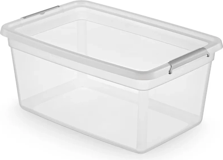 Basestore Aufbewahrungsbox mit Deckel und Clips 40 l (58 × 39 × 25 cm)