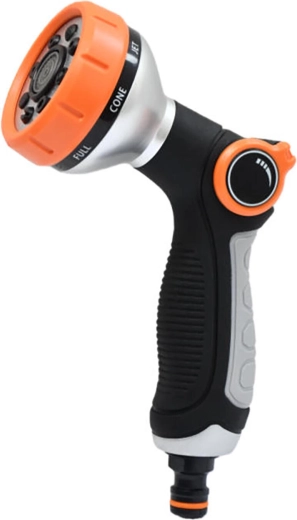 Pistolet d’arrosage avec 8 fonctions, métal, soft